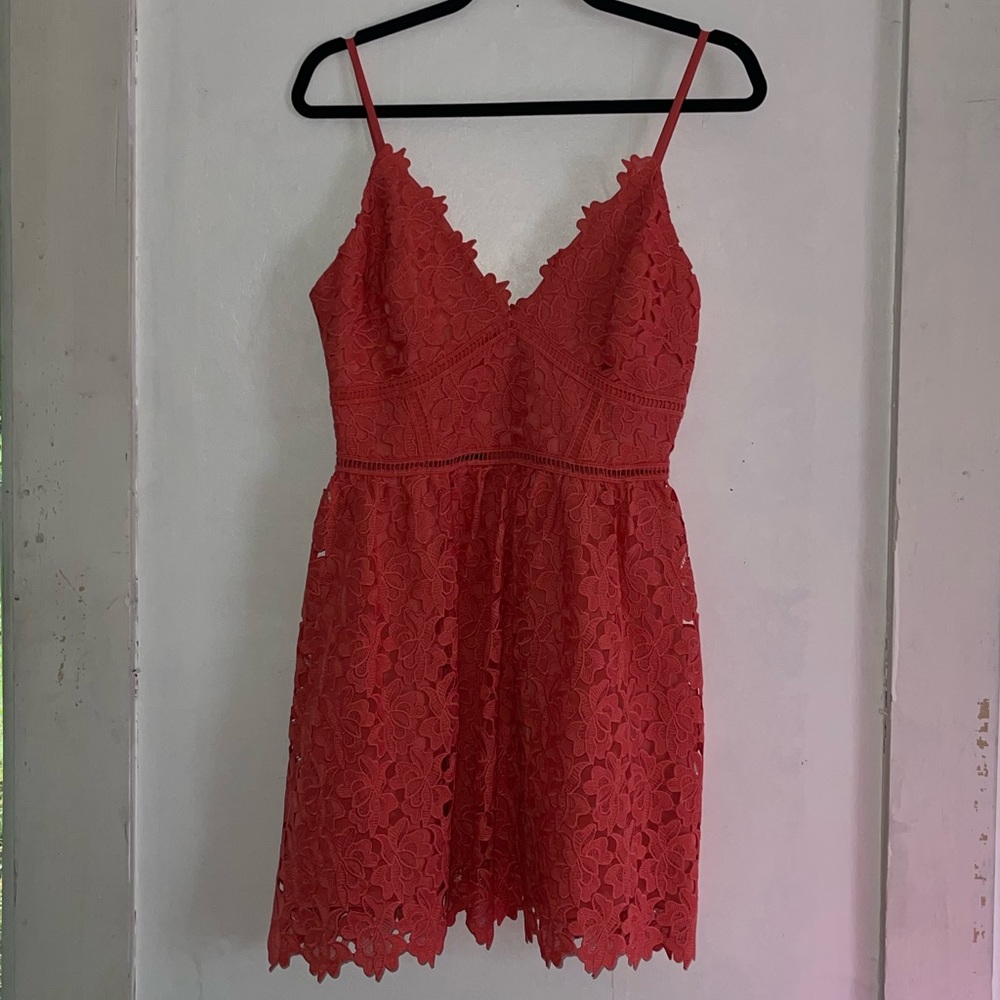 Bebe coral lace dress NWT- “Valentina Blossom”